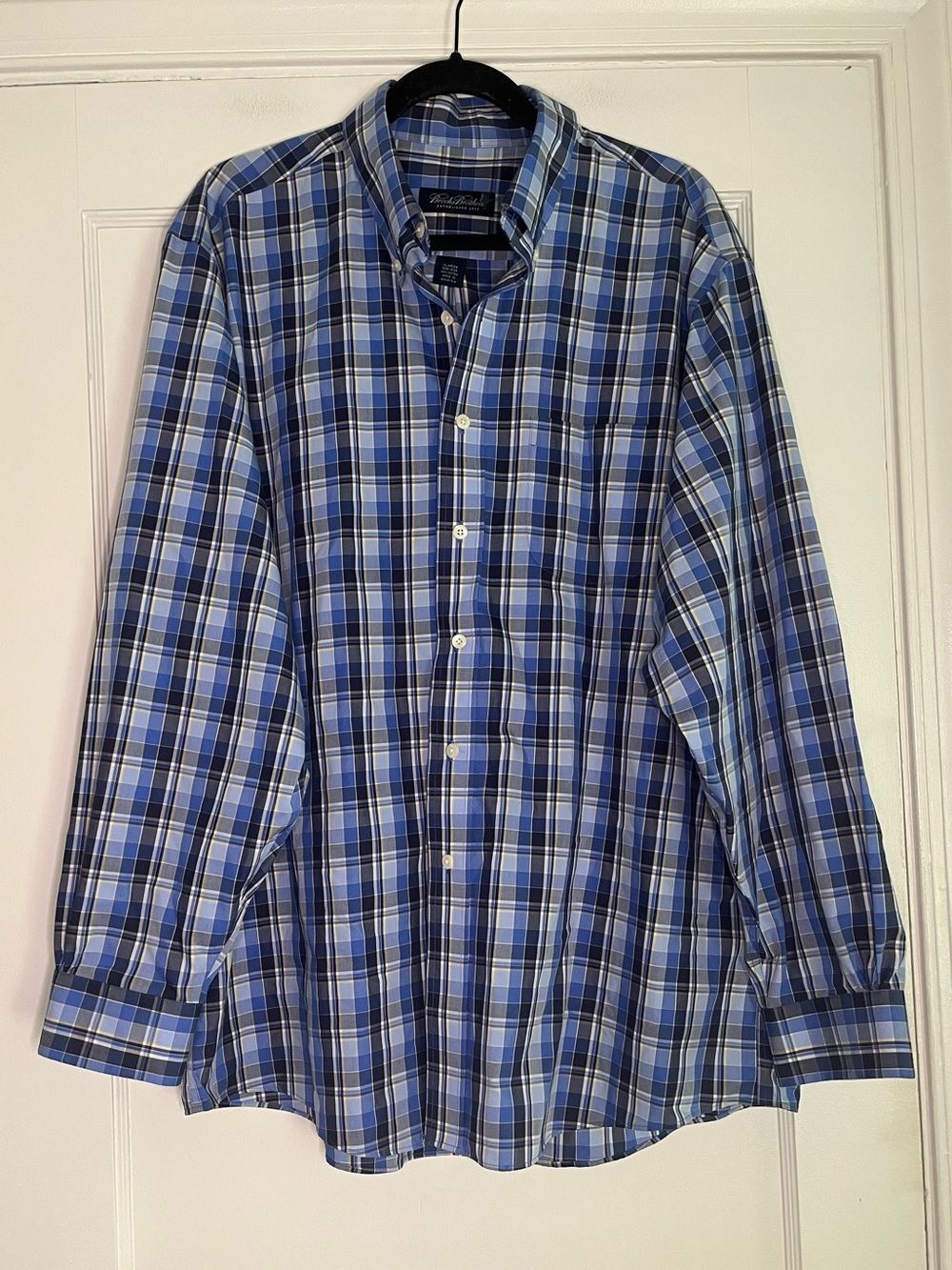 Brooks Brothers Blue Plaid Long-Sleeve Button-Down Shirt Men’s XL